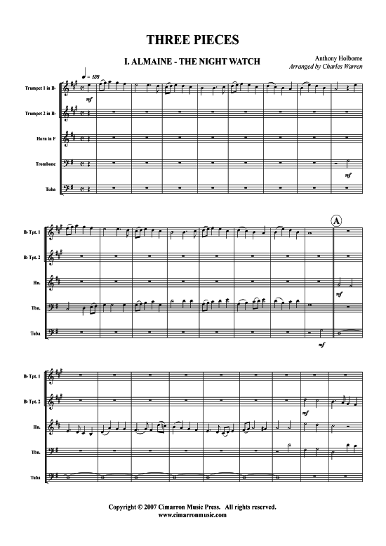 Drei St uuml cke (Blechbl auml serquintett) (Quintett (Blech Brass)) von Anthony Holborne