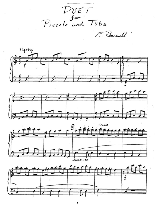 Duet Duett für Piccolo + Tuba PDF Noten von Edward Pearsal in