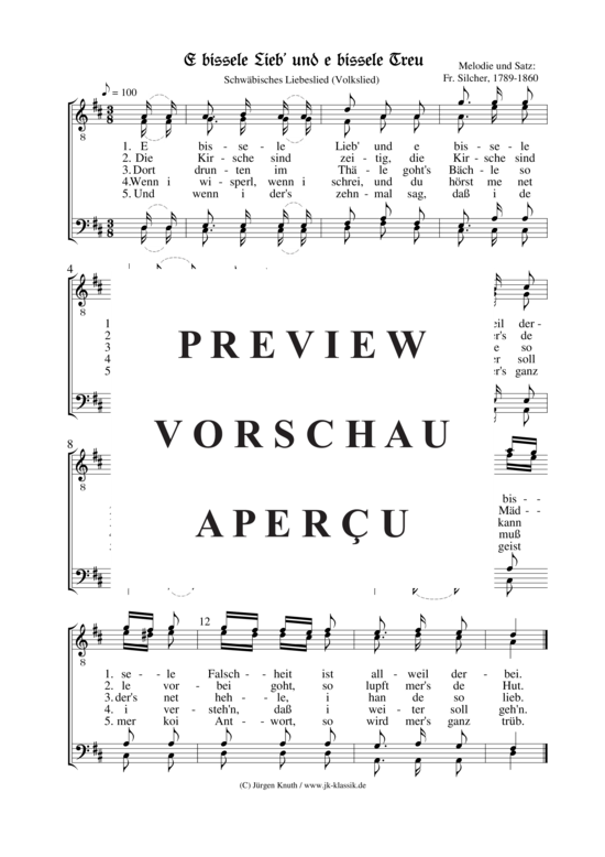 E bissele Lieb und e bissele Treu (M nnerchor TTBB) (M nnerchor) von Fr. Silcher 1789-1860