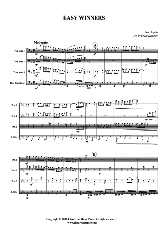 Easy Winners (Posaunen-Quartett) (Quartett (Posaune)) von Scott Joplin