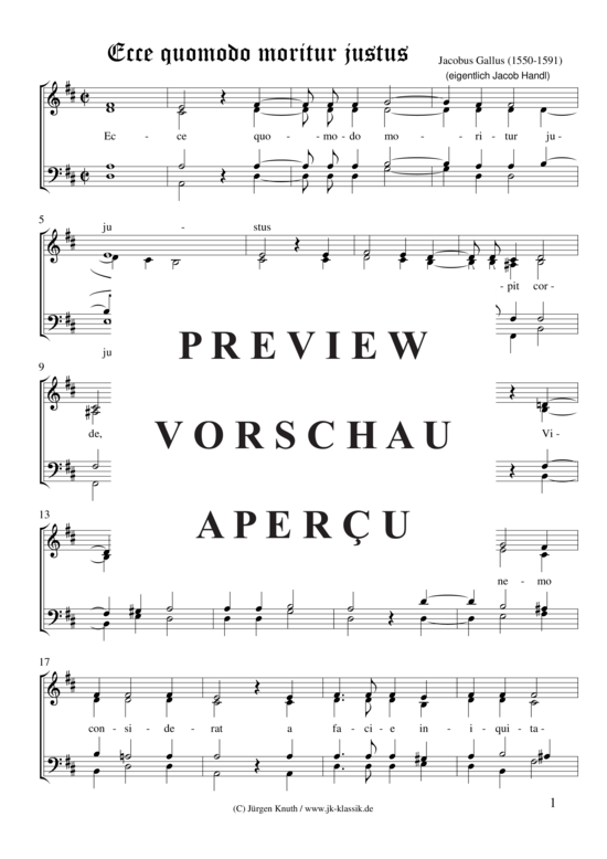Ecce quomodo moritur justus (Gemischter Chor) (Gemischter Chor) von Jacobus Gallus