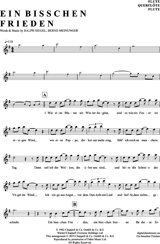 Ein Bisschen Frieden (Querfl te) (Querfl te) von Nicole