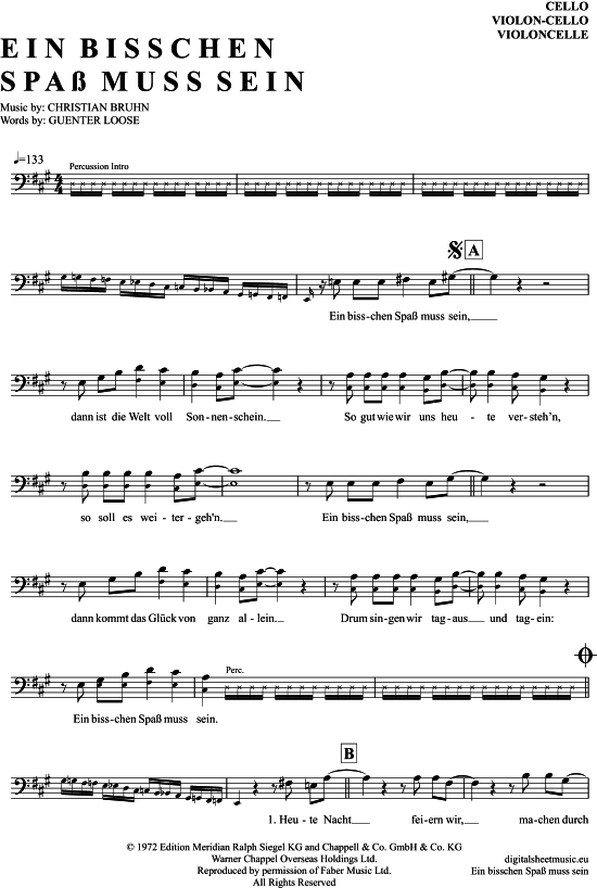 Ein Bisschen Spa Muss Sein (Violon-Cello) (Violoncello) von Roberto Blanco