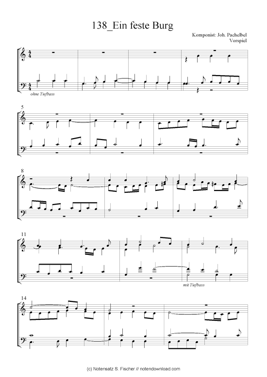 Ein feste Burg (Quartett in C) (Quartett (4 St.)) von Joh. Pachelbel Vorspiel