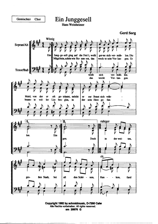Ein Junggesell (Gemischter Chor) (Gemischter Chor) von Gerd Sorg
