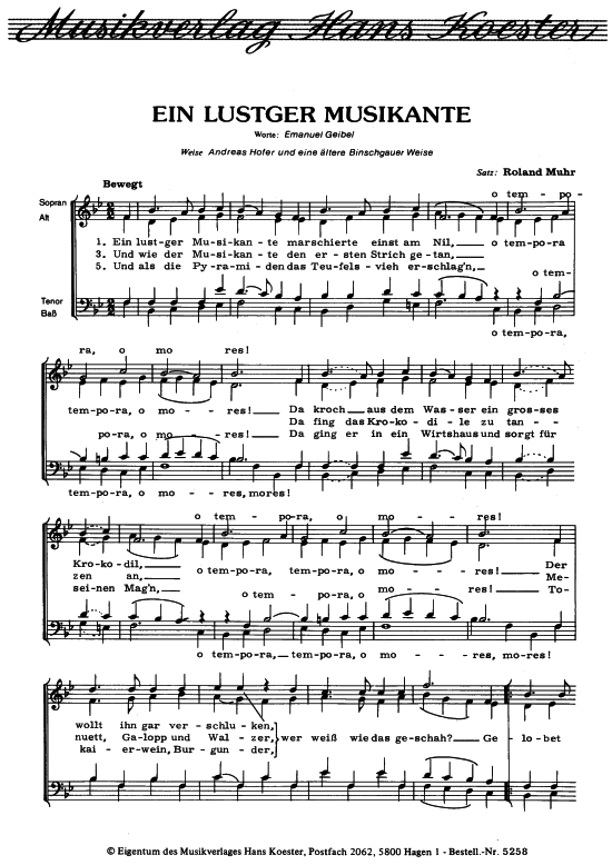 Ein lustger Musikante (Gemischter Chor) (Gemischter Chor) von Roland Muhr (Satz)