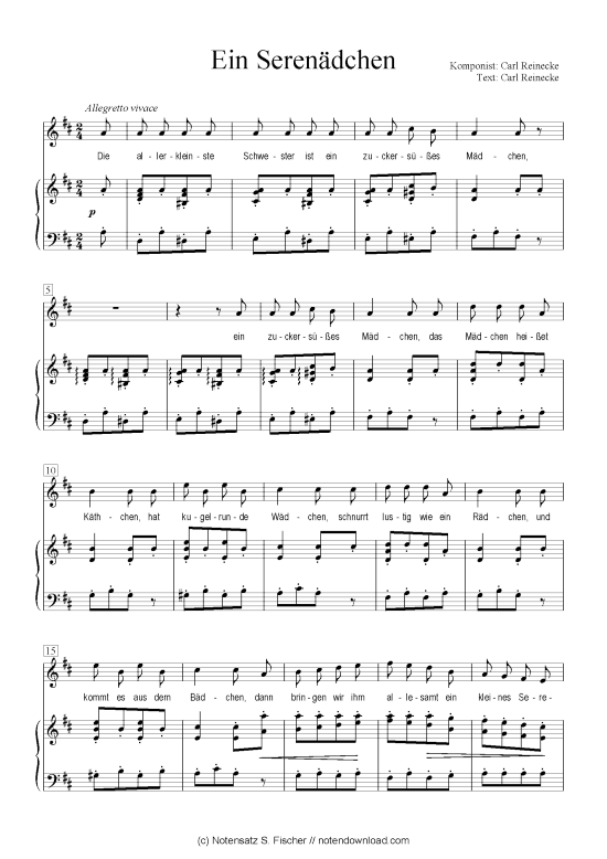 Ein Seren dchen (Klavier + Gesang) (Klavier  Gesang) von Carl Reinecke  Carl Reinecke