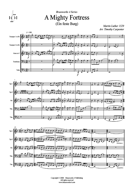 Eine feste Burg (Blechbl serquintett) (Quintett (Blech Brass)) von Martin Luther