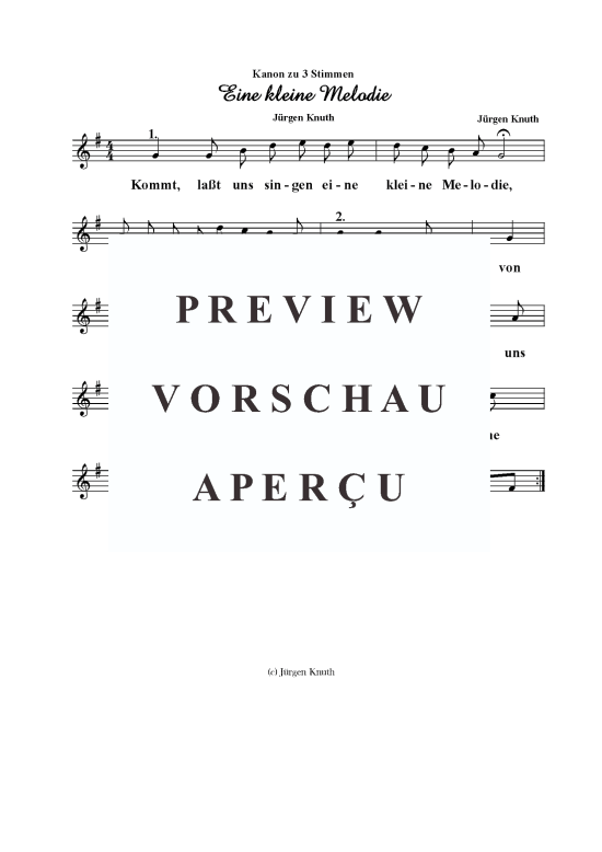 Eine kleine Melodie (Kanon 3-stimmig) (Gesang) von J rgen Knuth