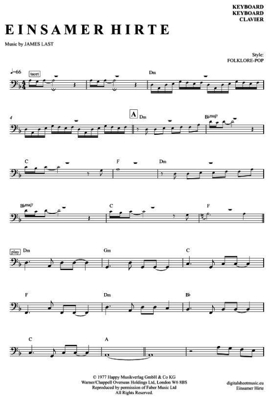 Einsamer Hirte (Lonely Shepherd) (E-Bass) (E Bass) von James Last