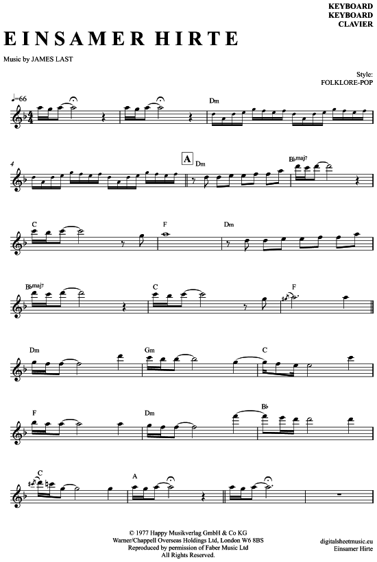Einsamer Hirte (Lonely Shepherd) (Keyboard) (Keyboard) von James Last