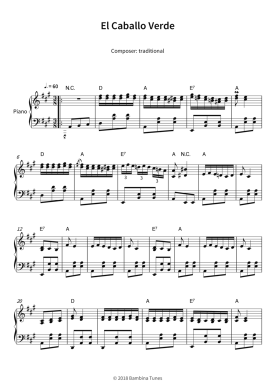 El Caballo Verde (Klavier Solo) (Klavier Solo) von traditional