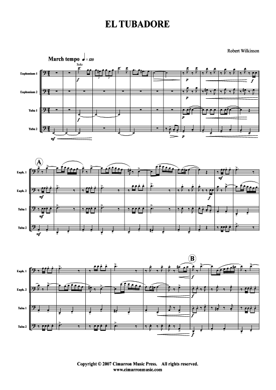 El Tubadore (Tuba Quartett 2x Bariton 2xTuba) (Quartett (Tuba)) von Robert Wilkinson