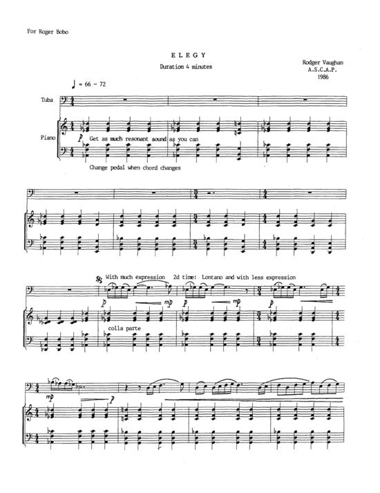 Elegy (Tuba + Klavier) (Klavier  Tuba) von Rodger Vaughan