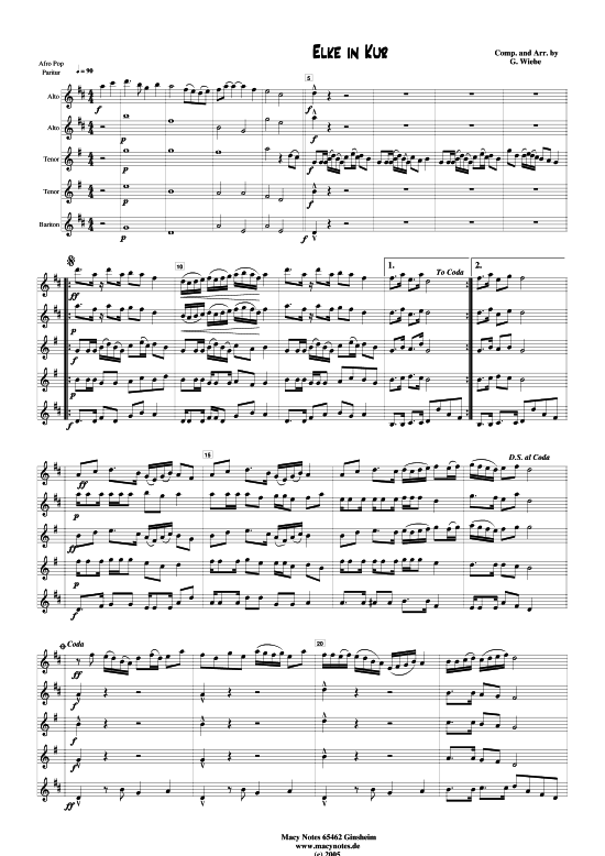 Elke in Kur (Saxophonquintett AATTB) (Quintett (Saxophon)) von Gerhard Wiebe