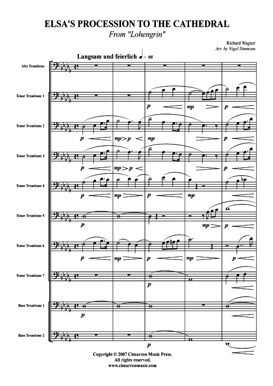 Elsa acute s Prozession zur Kathedrale (Posaunen-Ensemble) (Ensemble (Blechbl ser)) von Richard Wagner