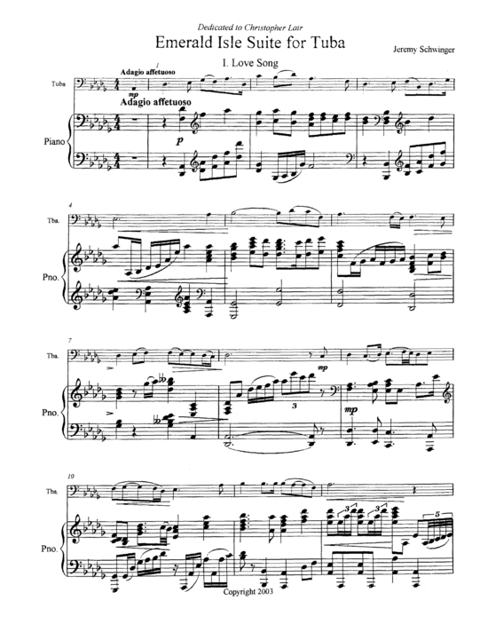 Emerald Isle Suite (Tuba + Klavier) (Klavier  Tuba) von Jeremy Schwinger