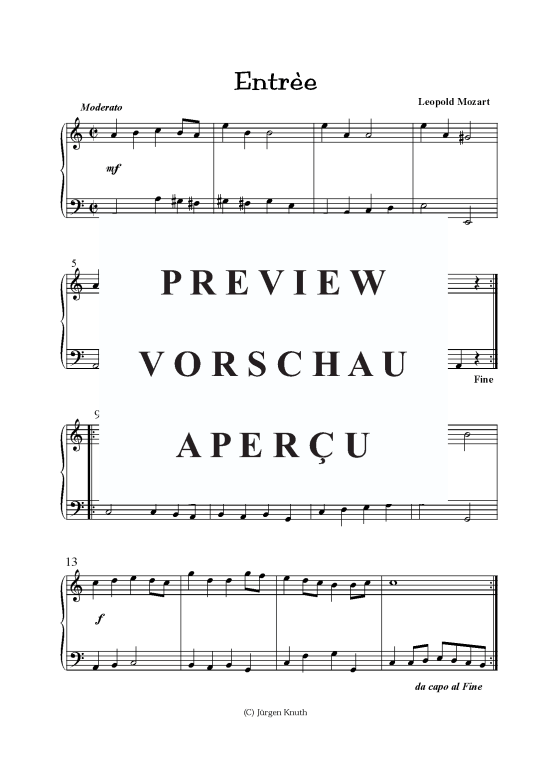 Entree (Klavier Solo) (Klavier Solo) von Leopold Mozart 1719-1787