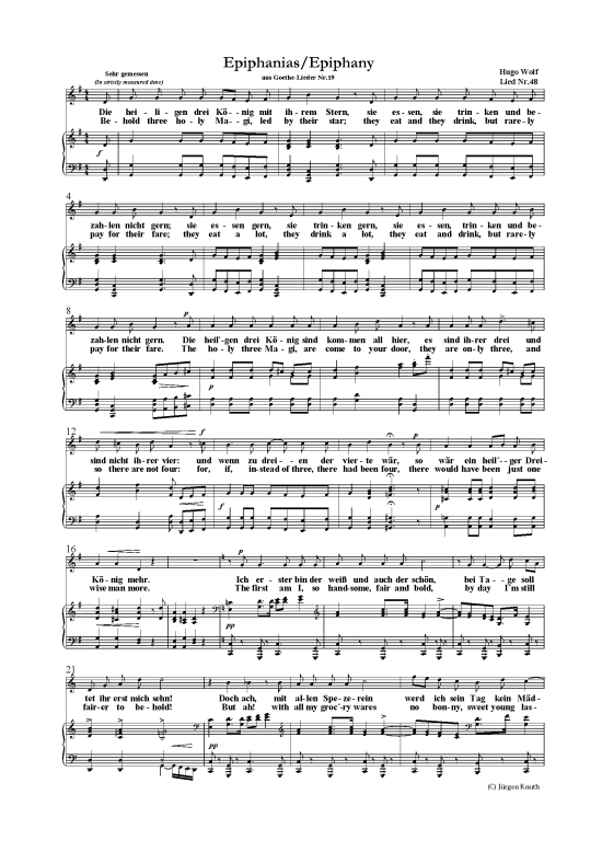 Epiphanias Epiphany Lied Nr.48 (Klavier + Gesang) (Klavier  Gesang) von Hugo Wolf