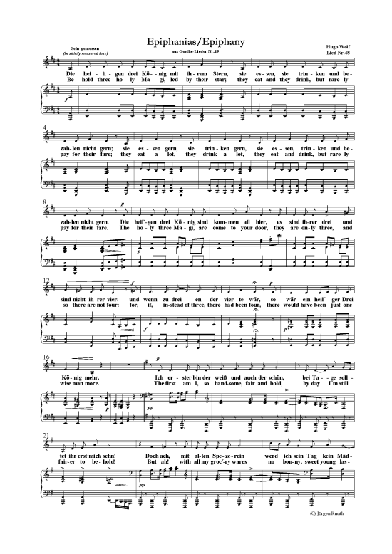 Epiphanias Epiphany Lied Nr.48 (Klavier + Gesang) (Klavier  Gesang) von Hugo Wolf