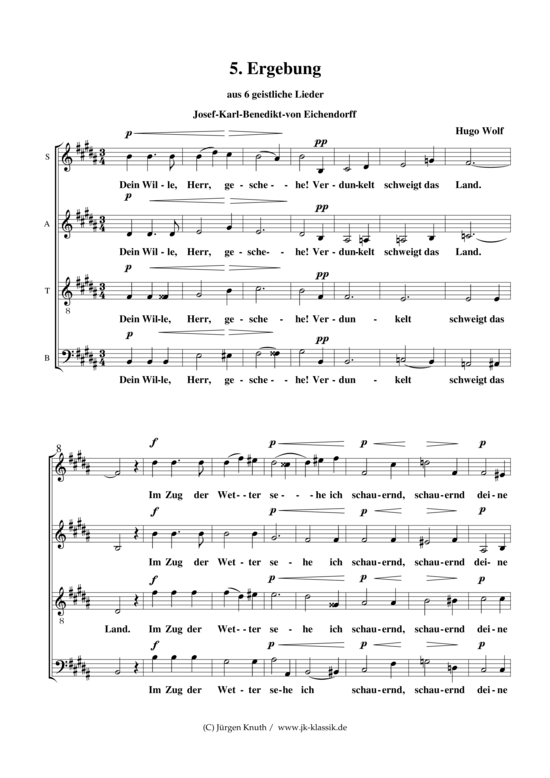 Ergebung aus 6 geistliche Lieder (Gemischter Chor) (Gemischter Chor) von Hugo Wolf (1860-1903)