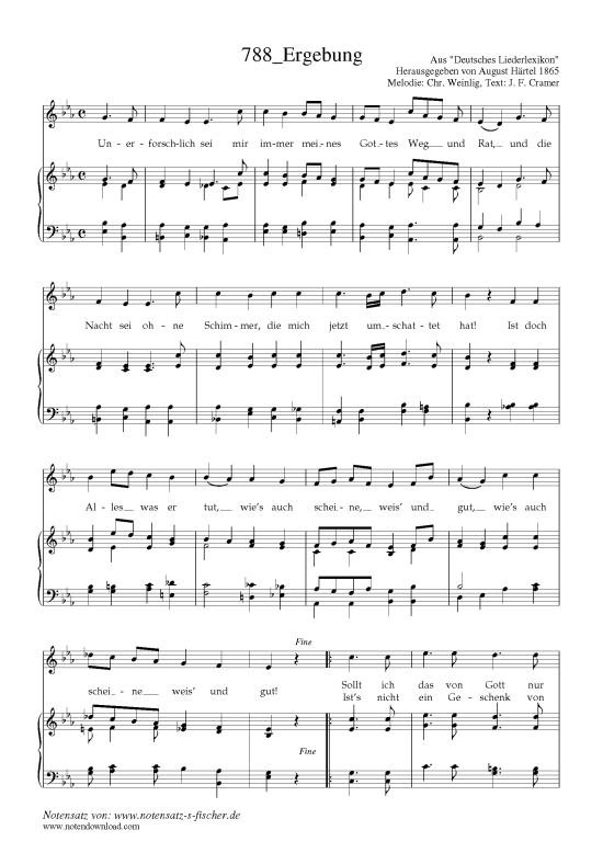 Ergebung (Klavier + Gesang) (Klavier  Gesang) von Chr. Weinlig Text J. F. Cramer