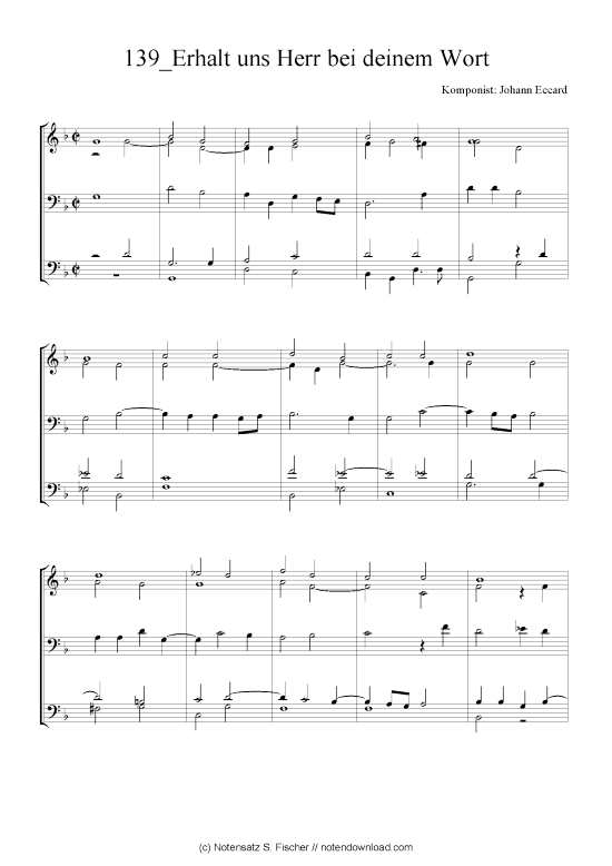 Erhalt uns Herr bei deinem Wort Quartett in C PDF Noten von Johann