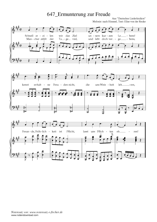 Ermunterung zur Freude (Klavier + Gesang) (Klavier  Gesang) von Aus Deutsches Liederlexikon A. H rtel (1865)