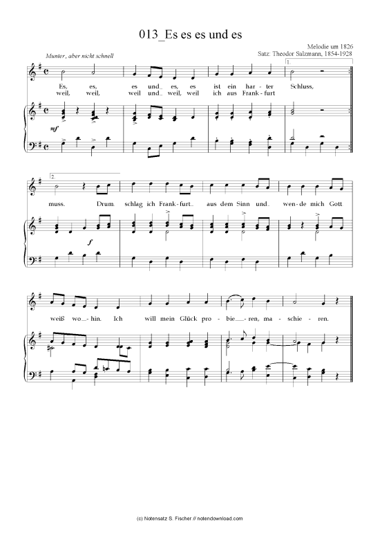 Es es es und es (Klavier + Gesang) (Klavier  Gesang) von Melodie um 1826 
