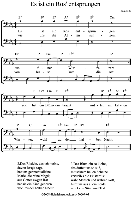 Es ist ein Ros´, entsprungen 2x Posaune in C PDF Noten von Weihnachtslied in 5060903