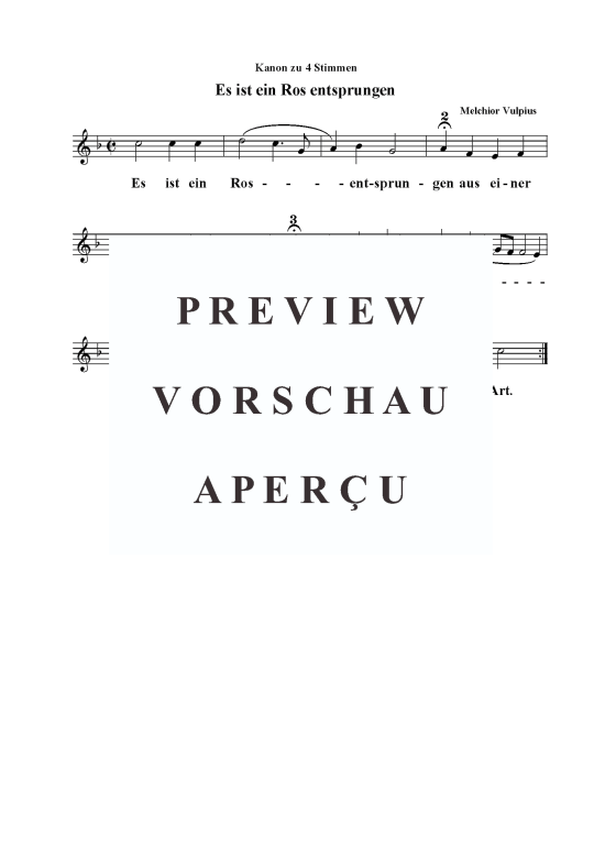 Es ist ein Ros entsprungen (Kanon 4-stimmig) (Gesang) von Melchior Vulpius