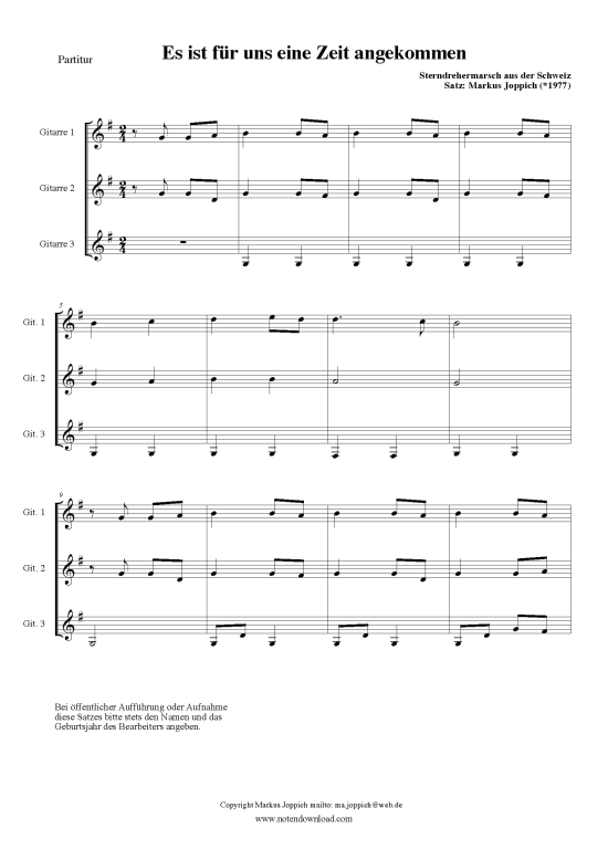 Es Ist Für Uns Eine Zeit Angekommen Text Pdf Es ist für uns eine Zeit angekommen 3 Gitarren - PDF Noten von