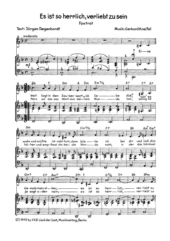 Es ist so herrlich verliebt zu sein (Klavier + Gesang) (Klavier Gesang  Gitarre) von Foxtrot aus Musical Bretter die die Welt bedeuten