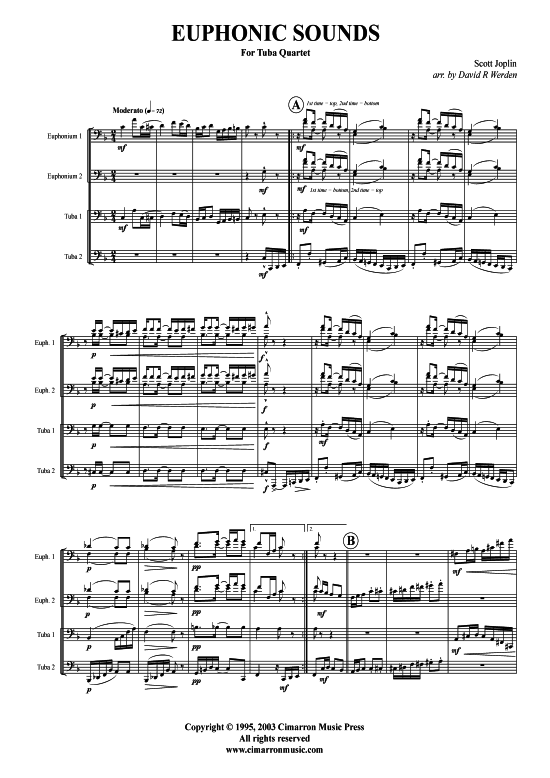 Euphonic Sounds (Tuba Quartett 2x Bariton 2xTuba) (Quartett (Tuba)) von Scott Joplin