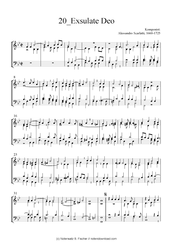 Exsulate Deo (Quartett in C) (Quartett (4 St.)) von Alessandro Scarlatti 1660-1725