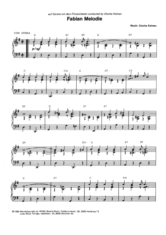 Fabian Melodie (Klavier Solo) (Klavier Solo) von Carrere