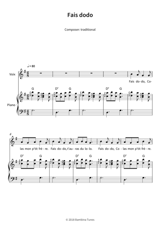 Fais dodo (Gesang + Klavier) (Klavier  Gesang) von traditional