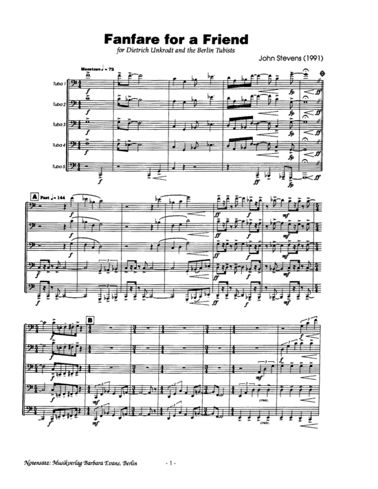 Fanfare for a Friend (Tuba Quintett) (Quintett (Tuba)) von John Stevens