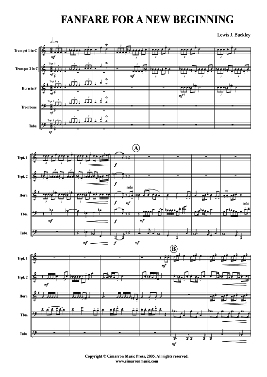 Fanfare for a New Beginning (Blechbl auml serquintett) (Quintett (Blech Brass)) von Lewis Buckley (Anlass Ostern)