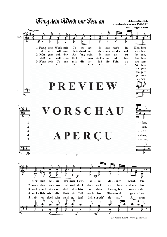 Fang dein Werk mit Jesu an (Gemischter Chor) (Gemischter Chor) von Johann-Gottlieb-Amadeus Naumann (1741-1801)