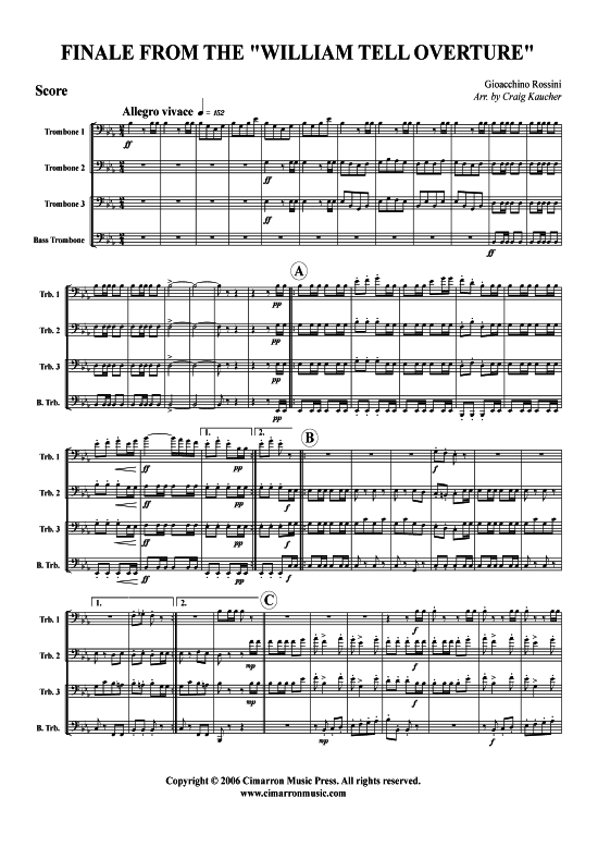 Finale aus der Ouvert uuml re (Posaunen-Quartett) (Quartett (Posaune)) von Gioachino Rossini (aus Wilhelm Tell)