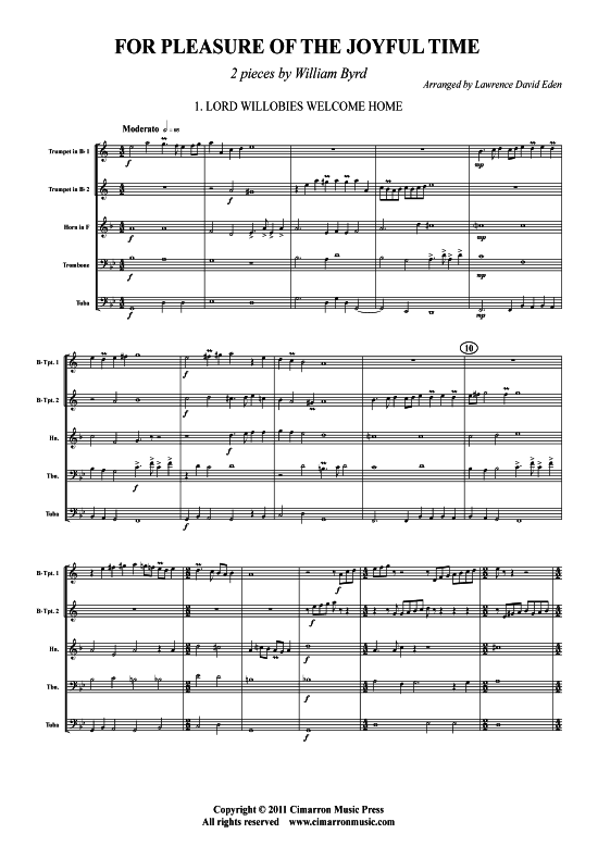 For Pleasure of the Joyful Time (Blechbl auml serquintett) (Quintett (Blech Brass)) von William Byrd