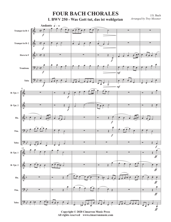 Four Bach Chorales (Blechbl auml serQuintett) (Quintett (Blech Brass)) von Johann Sebastian Bach