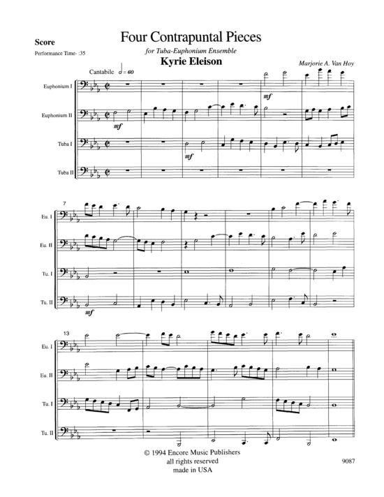 Four Contrapuntal Pieces (Tuba Quartett EETT) (Quartett (Tuba)) von Marjorie Hoy