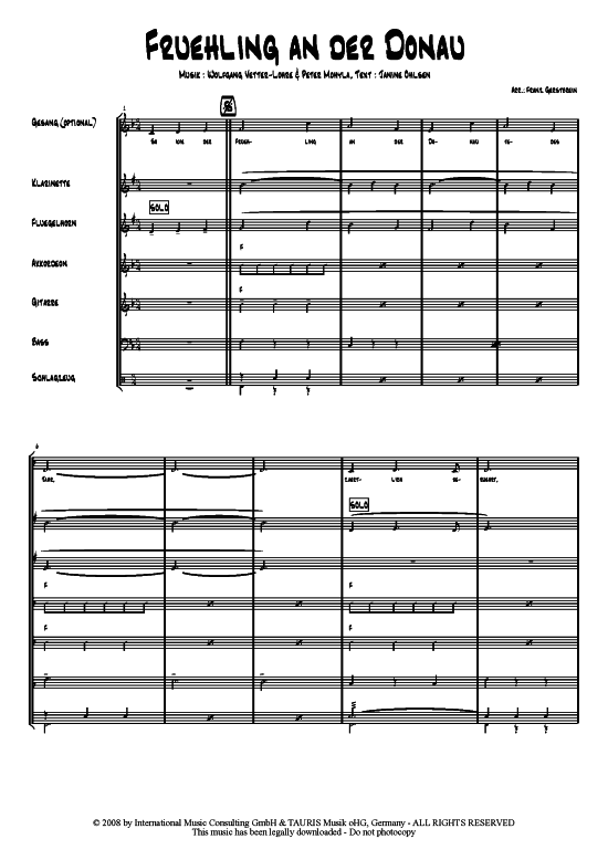 Fr uuml hling an der Donau (Combo + 2 Horns Voc opt.) (Combo Band (mit 2 Bl ser)) von Hofbr auml uhaus-Band