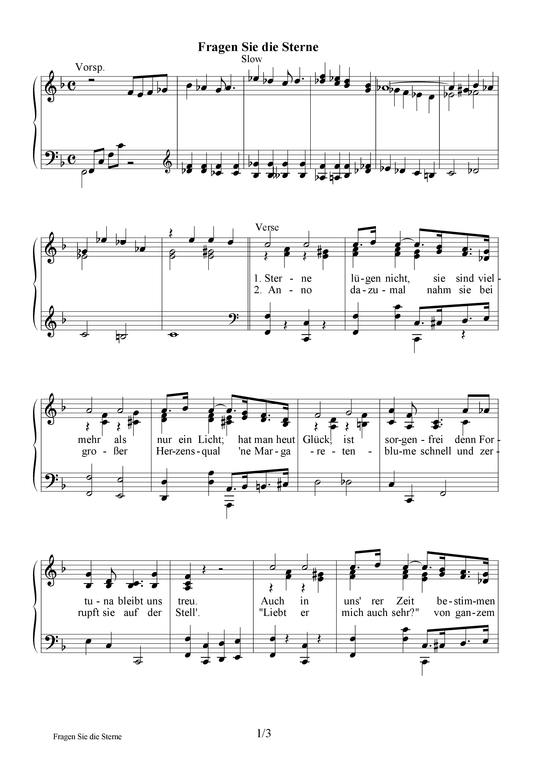 Fragen Sie die Sterne (Klavier + unterlegter Text) (Klavier  Gesang) von Hardy Kickers