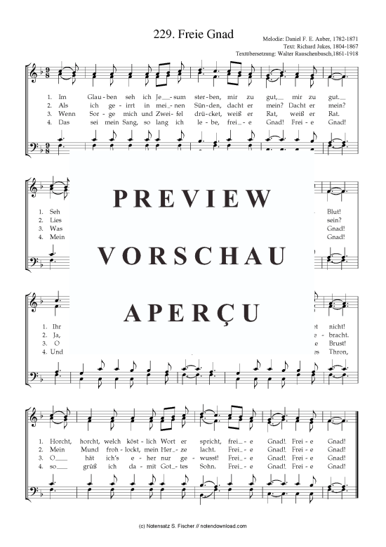 Freie Gnad (Gemischter Chor) (Gemischter Chor) von Daniel F. E. Auber 1782-1871  Richard Jukes 1804-1867