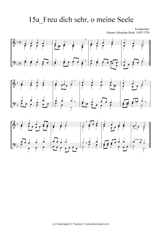 Freu dich sehr o meine Seele (Quartett in C) (Quartett (4 St.)) von Johann Sebastian Bach 1685-1750