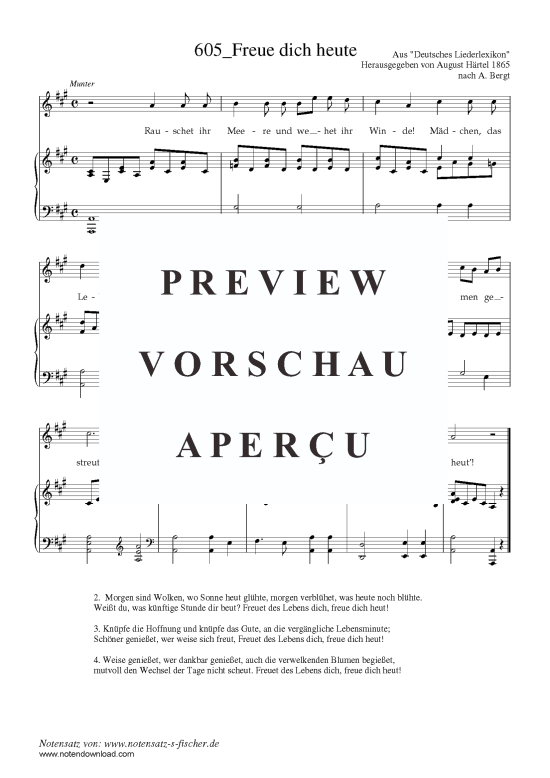 Freue dich heute (Klavier + Gesang) (Klavier  Gesang) von Aus Deutsches Liederlexikon A. H rtel (1865)