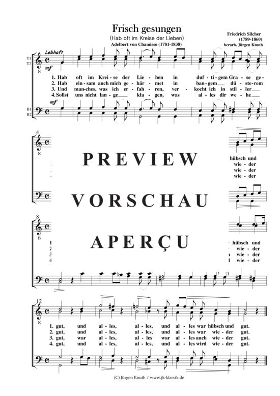 Frisch gesungen ( Hab oft im Kreise der Lieben) (M nnerchor) (M nnerchor) von Friedrich Silcher (1789-1860)